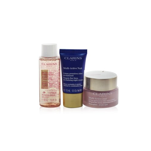 Clarins Multi-Active Набор: Дневной Крем 50мл + Ночной Крем 15мл + Мицеллярная Вода 50мл + Сумка 3pcs+1bag