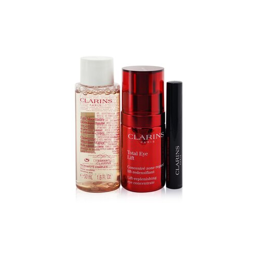 Clarins Total Eye Routine Набор: Total Eye Lift 15мл + Мицеллярная Вода 50мл + Wonder Perfect Тушь для Ресниц 4D #01 3мл + Сумка 3pcs+1bag