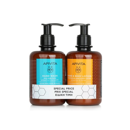 Apivita Gentle Hands Очищающий и Увлажняющий Набор для Рук: Мягкое Средство для Мытья Рук 300мл + Увлажняющий Лосьон для Рук и Тела 300мл 2pcs