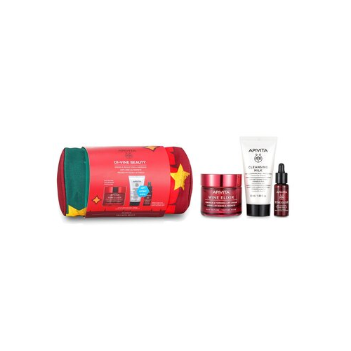 Apivita Di-Vine Beauty (Wine Elixir- Rich Texture) Подарочный Набор: Крем Лифтинг против Морщин 50мл + Масло для Лица 10мл + Очищающее Молочко 50мл + Сумка 3pcs+1pouch
