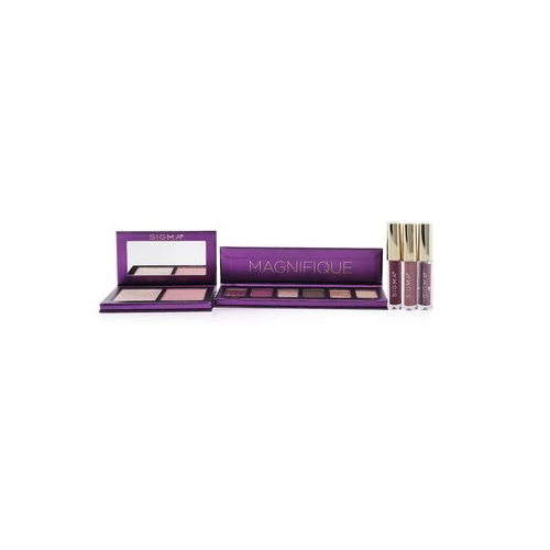 Sigma Beauty Magnifique Набор для Макияжа (1x Набор Теней для Век + 1x Berry Glow Румяна Дуо + 1x Adored Мини Набор для Губ + Сумка) -