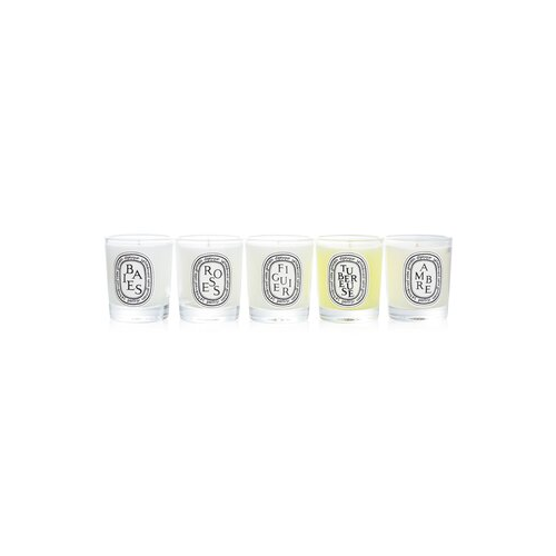 Diptyque Scented Candles Set - Berries, Roses, Fig Tree, Tuberose, Amber 5x35g/1.23oz