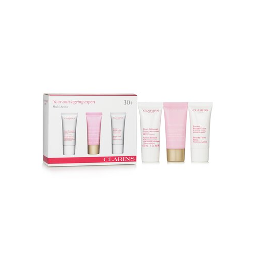 Clarins Multi-Active 30+ Антивозрастной Набор: Отшелушивающее Средство 30мл + Дневной Крем 30мл + Beauty Flash Бальзам 30мл 3pcs