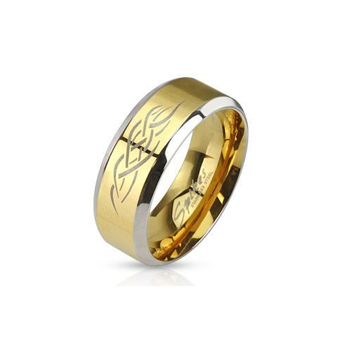 Кольцо с золотым покрытием и этническим рисунком KL-000533