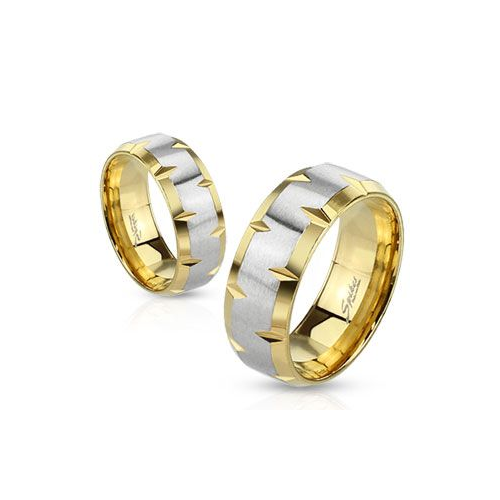 Кольцо с золотым покрытием и гранеными краями KL-000575