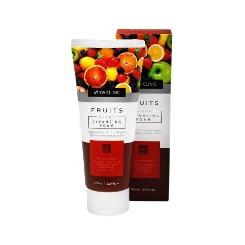Пенка для умывания с экстрактами фруктов 3W Clinic Fruits Clear Cleansing Foam 180ml