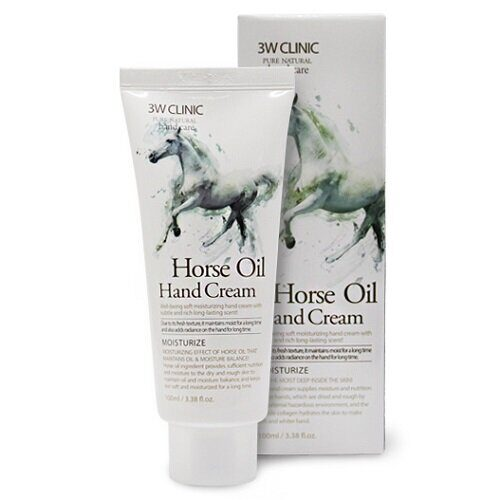 Крем для рук с лошадиным жиром увлажняющий 3W Clinic Horse Oil Hand Cream 100ml