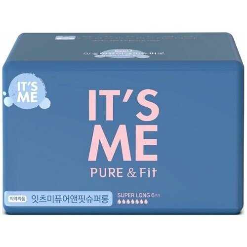 Прокладки гигиенические ночные с крылышками It's Me Pure & Fit Pads Superlong