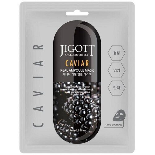 Тканевая маска с экстрактом черной икры Jigott Caviar Real Ampoule Mask