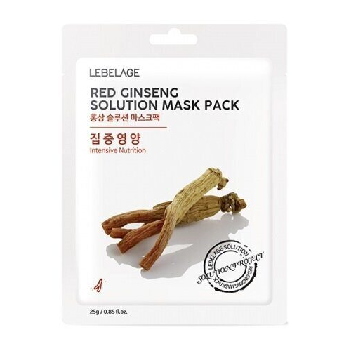 Тканевая маска с экстрактом женьшеня Lebelage Red Ginseng Solution Mask Pack
