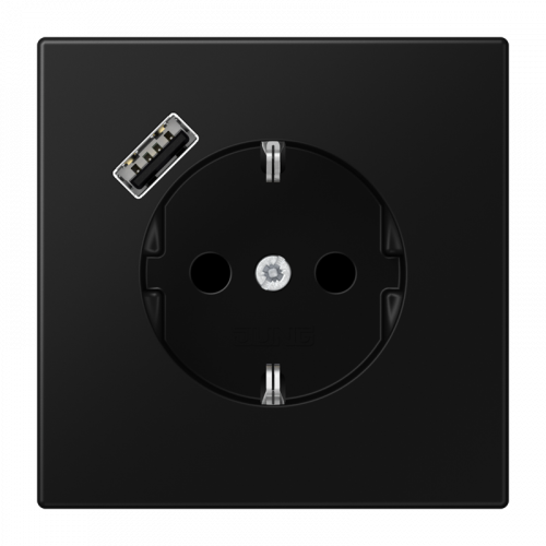 Розетка SCHUKO® с USB-зарядным устройством, тип A; термопласт; черный матовый LS1520-18ASWM Jung