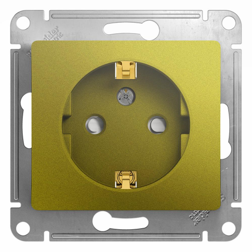 Механизм розетки Schneider Electric Glossa GSL001045 одноместный с заземлением и защитными шторками фисташковый