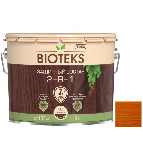 Состав защитный лессирующий Текс Bioteks 2 в 1 Рябина 9 л