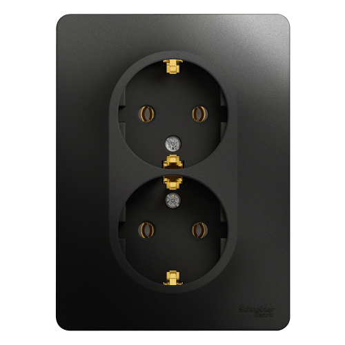 Розетка Schneider Electric Glossa GSL000724 двухместная с заземлением антрацит