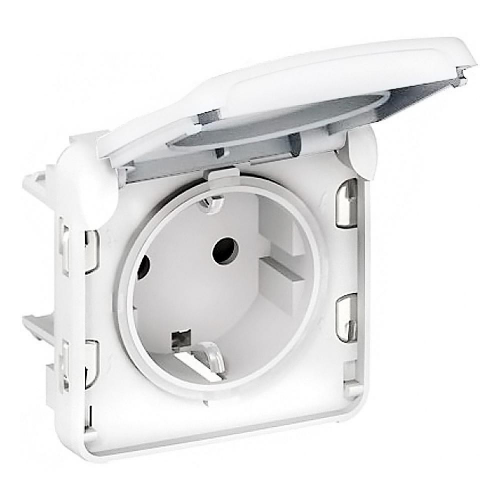 Механизм розетки Legrand Plexo 069639 одноместный с заземлением и крышкой белый