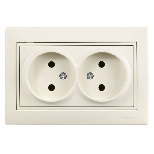 Розетка двухместная Lezard Mira 701-0303-128 керамика крем