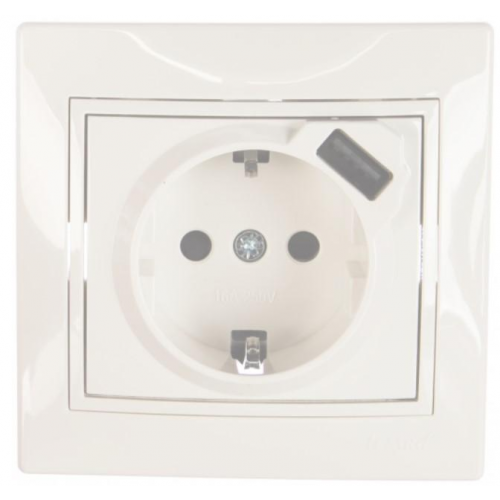 Розетка одноместная Lezard Mira 701-0202-181 с заземлением и USB белая