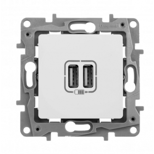 Механизм USB розетки Legrand Etika 672294 двойная белый