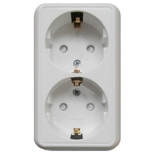 Розетка Schneider Electric Прима RA16-214-B двухместная белая