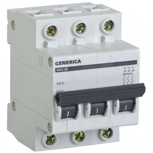Автоматический выключатель IEK 3 полюса Generica ВА47-29 32А