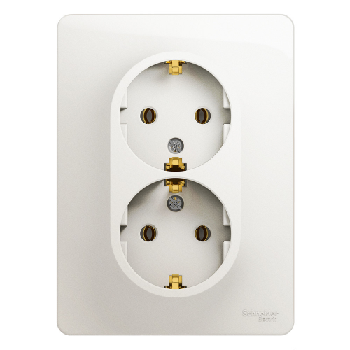 Розетка Schneider Electric Glossa GSL000624 двухместная с заземлением перламутр