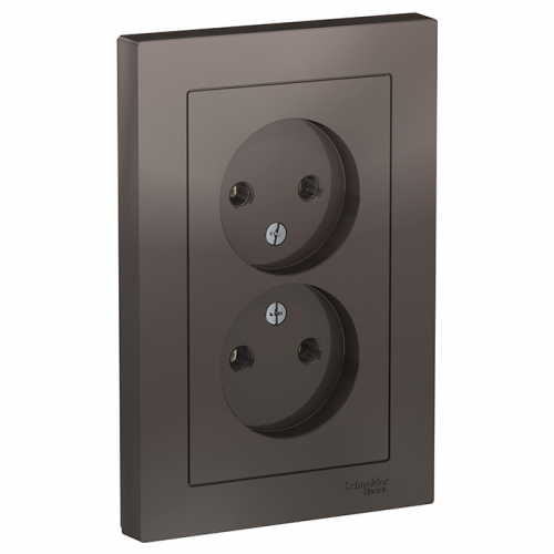 Розетка Schneider Electric AtlasDesign ATN000620 двухместная без заземления мокко