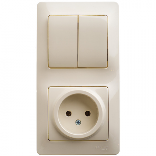 Блок розетки с выключателем Schneider Electric Glossa GSL000272 двухклавишный бежевый