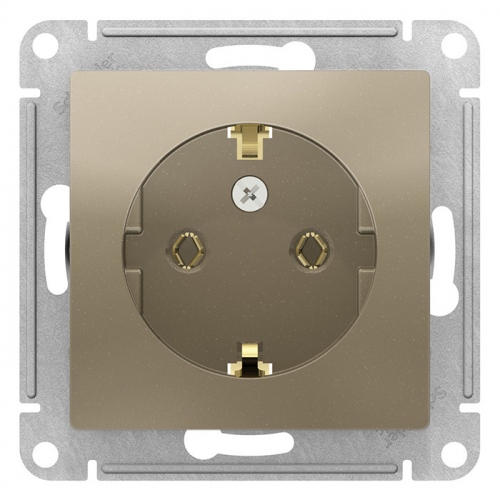 Механизм розетки Schneider Electric AtlasDesign ATN000543 одноместный с заземлением шампань