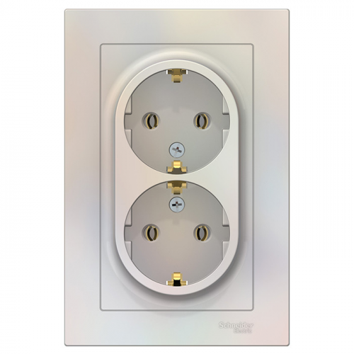 Розетка Schneider Electric AtlasDesign ATN000424 двухместная с заземлением жемчуг