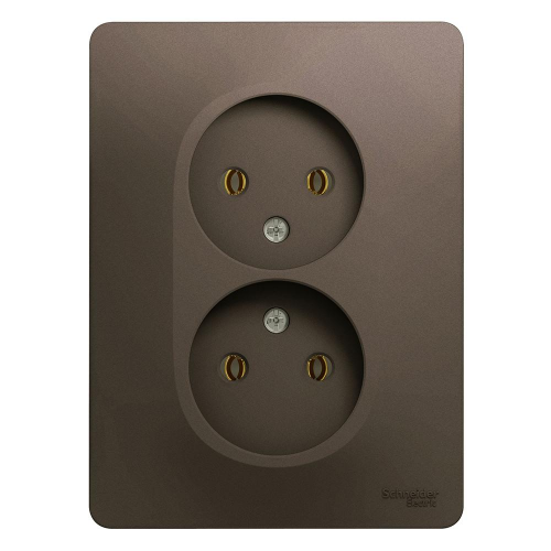 Розетка Schneider Electric Glossa GSL000820 двухместная без заземления шоколад