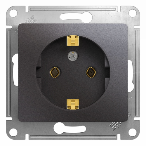 Механизм розетки Schneider Electric Glossa GSL001343 одноместный с заземлением графит