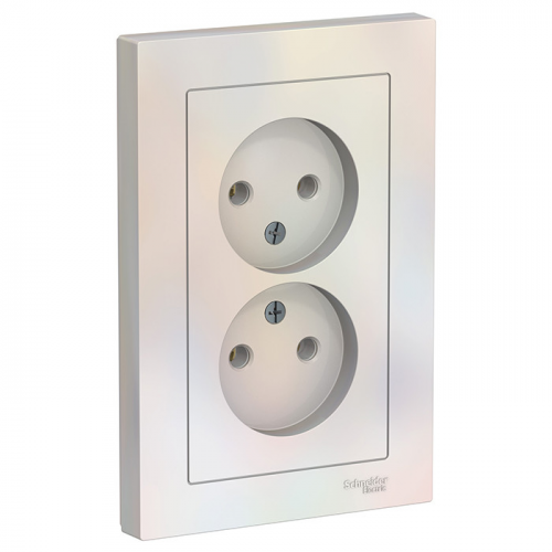 Розетка Schneider Electric AtlasDesign ATN000420 двухместная без заземления жемчуг