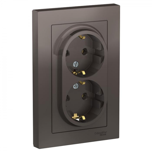 Розетка Schneider Electric AtlasDesign ATN000624 двухместная с заземлением мокко
