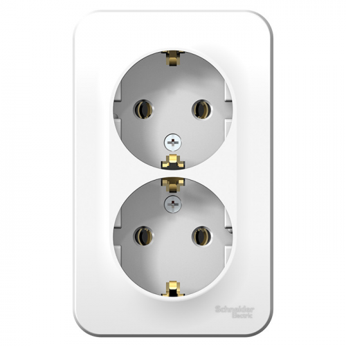 Розетка Schneider Electric Blanca BLNRA010211 двухместная с заземлением и изолирующей пластиной белая