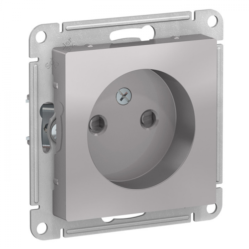 Механизм розетки Schneider Electric AtlasDesign ATN000349 одноместный без заземления с защитными шторками алюминий