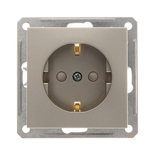 Механизм розетки Schneider Electric W59 RS16-152-4-86 одноместный с заземлением и защитными шторками шампань