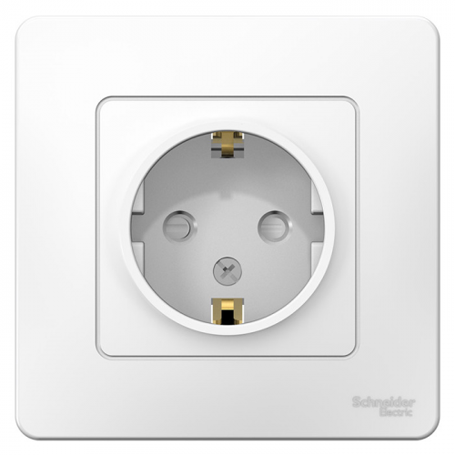 Розетка Schneider Electric Blanca BLNRS001111 одноместная с заземлением и защитными шторками белая