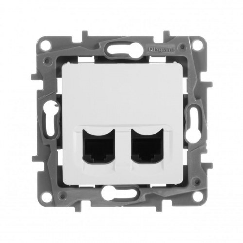 Механизм компьютерной розетки Legrand Etika 672255 2хRJ45 двухместная белый