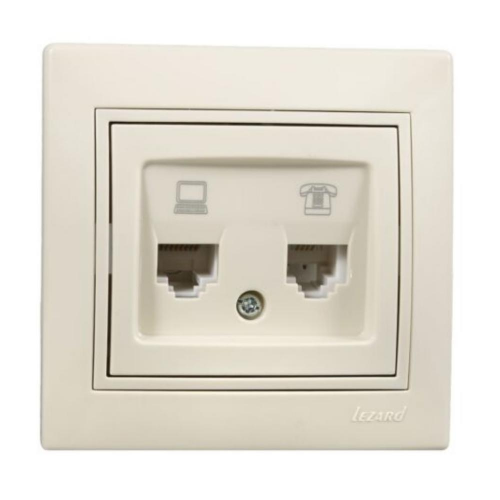 Розетка Lezard Mira 701-0303-143 RJ45 CAT5 RJ11 крем