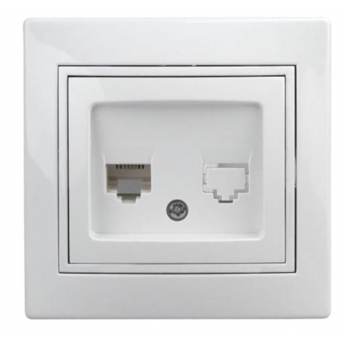 Розетка компьютерная Intro Plano RJ45 Б0027621 однопостовая белый