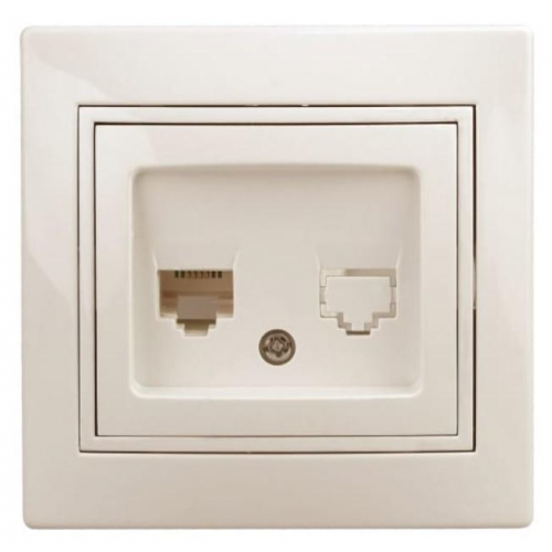 Розетка компьютерная Intro Plano RJ45 Б0027622 однопостовая слоновая кость