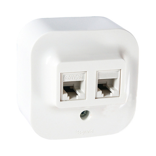 Розетка двойная Legrand Quteo 782221 RJ11+RJ45 5E UTP одноместная белая