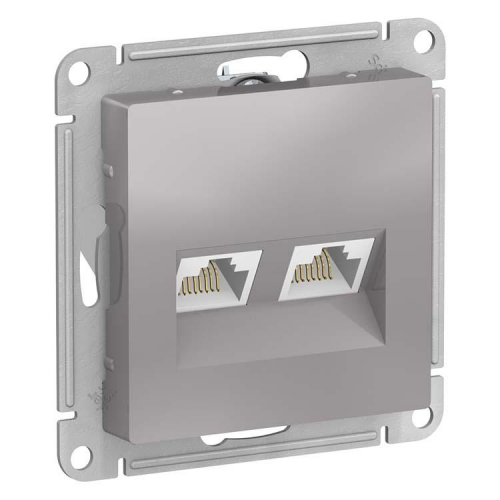 Механизм компьютерной розетки Schneider Electric AtlasDesign ATN000385 RJ45 двухместный алюминий