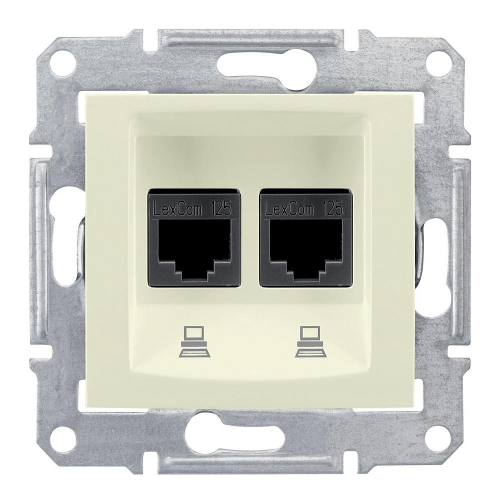 Механизм компьютерной розетки Schneider Electric Sedna SDN4400147 2хRJ45 двухместный бежевый