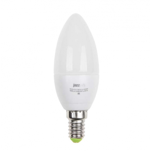 Лампа светодиодная Jazzway PLED- ECO-C37 5w E14 3000K 400Lm 230V/50Hz