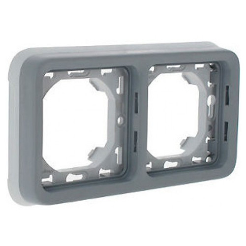 Рамка двухместная Legrand Plexo 069683 с суппортом серая