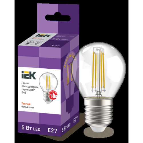 Лампа IEK LED G45 шар 5Вт 230В 3000К E27