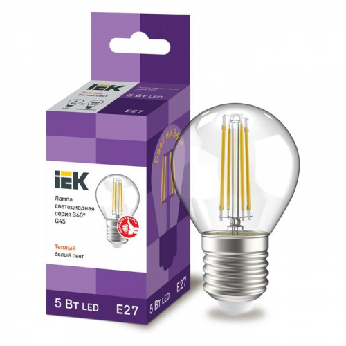 Лампа светодиодная IEK 360 G45 шар 7Вт 230В 4000К E27