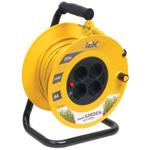 Удлинитель на катушке IEK GARDEN УК20 с термозащитой 4 места 2P/20м 2х0,75мм2