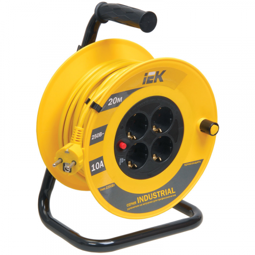 Удлинитель на катушке IEK INDUSTRIAL УК20 с термозащитой 4 места 2P+PE/20м 3х1,0мм2